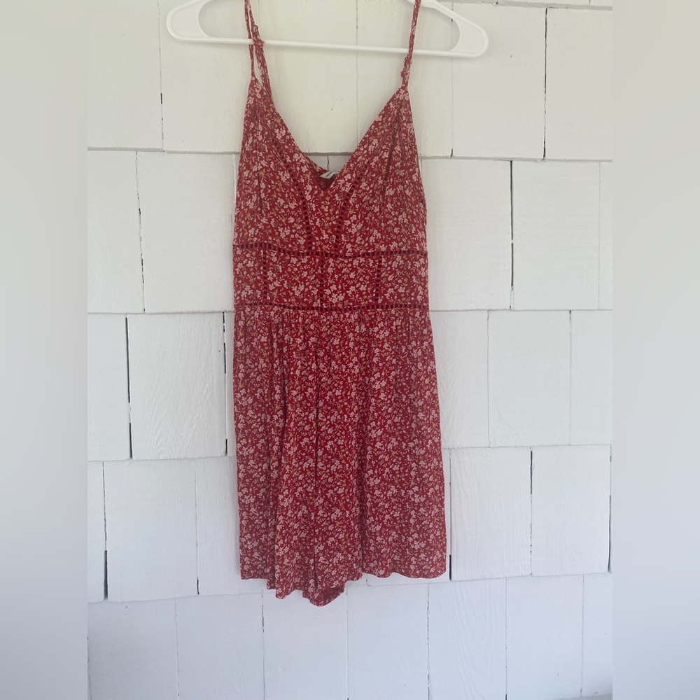 American eagle red floral romper